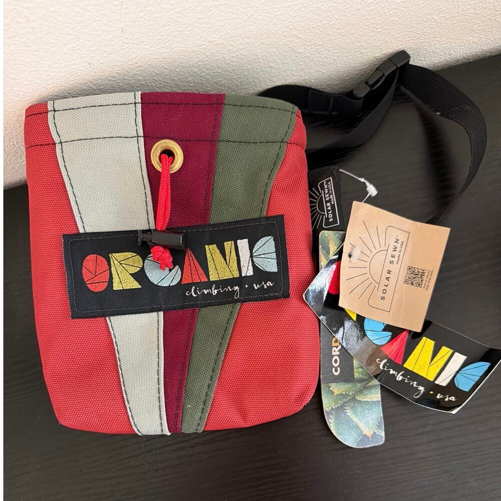 NWT Organic Climbing Chalk Bag USA Recycled Cordura Cutting Scraps Red